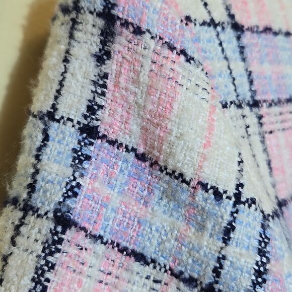 River Island Tweed Cropped Blazer jacket Size 10 Clueless Light Academia Preppy - Picture 10 of 14